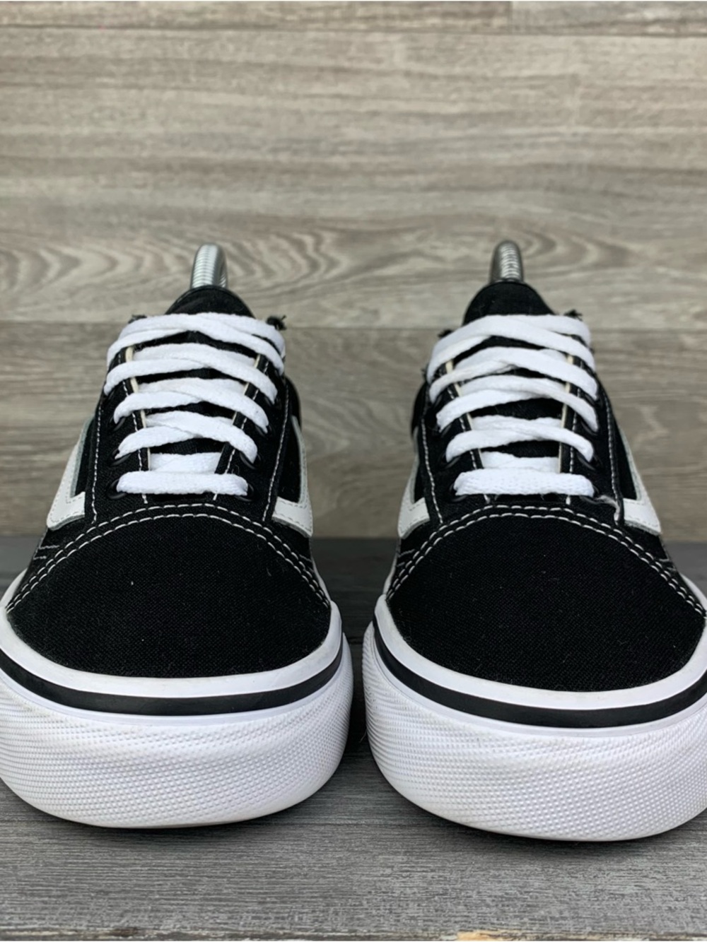 Womens Vans Canvas Black and White Low-Top Old Skool Skate Shoes size 5.5 - Picture 3 of 8